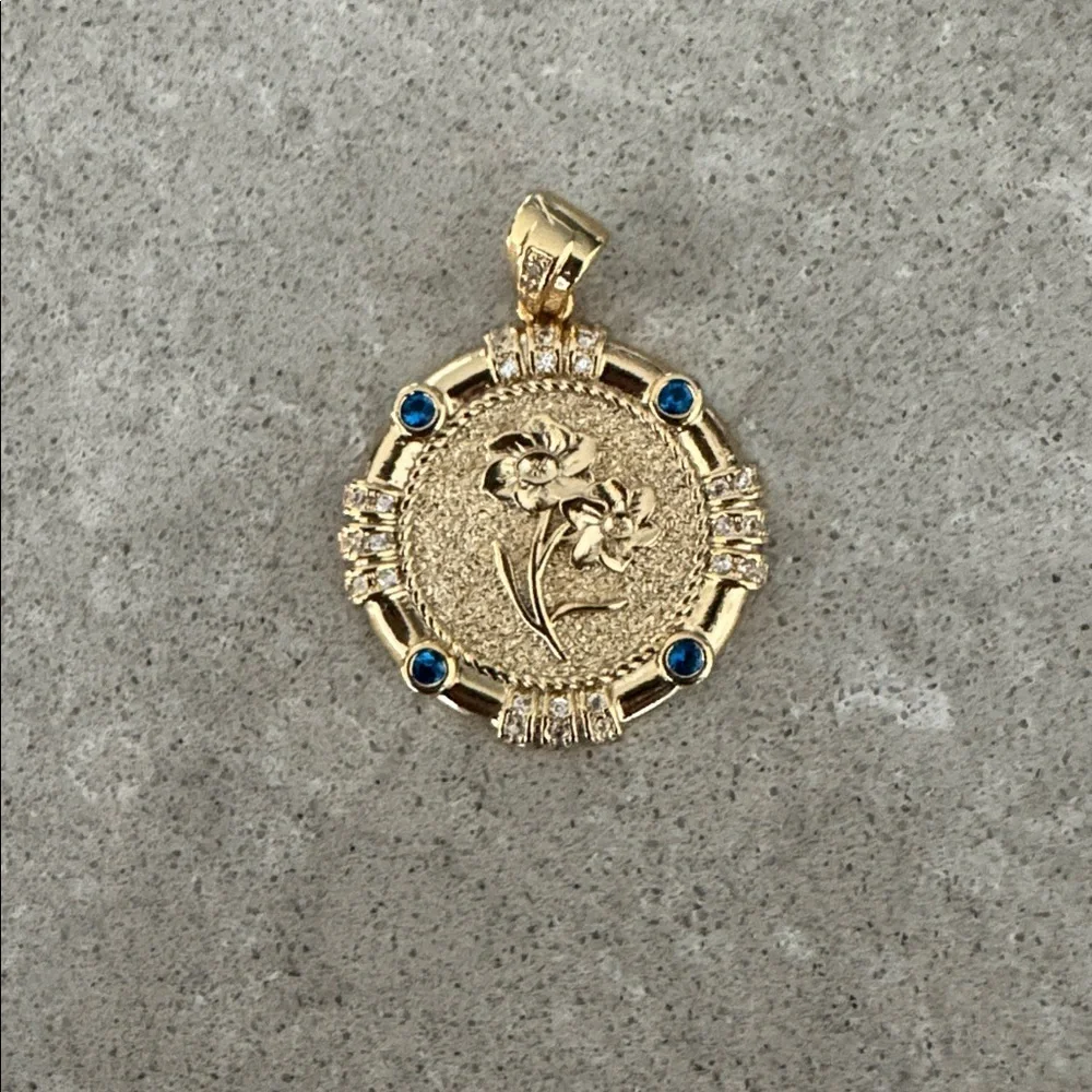 March Birth Month Flower and Birthstone Pendant